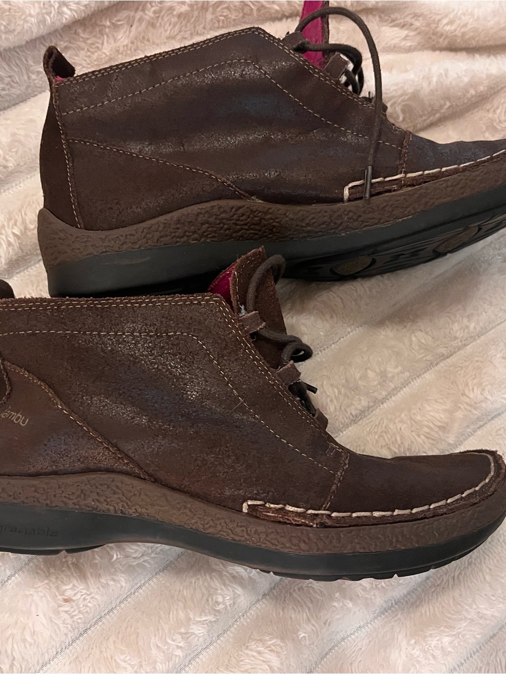 Jambu Brown Suede Lace-Up Ankle Boots with Pink Lining - Picture 2 of 6